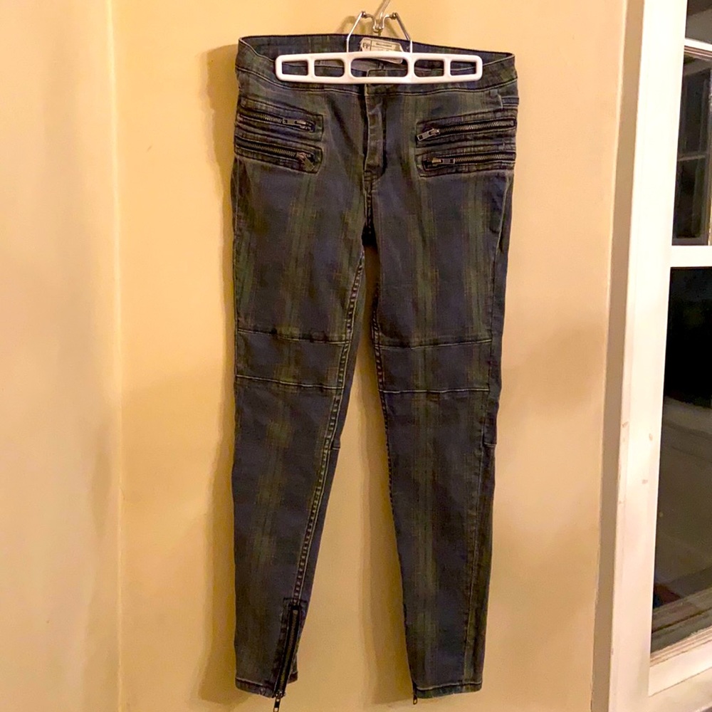 Free People Rockabilly plaid stovepipe jean 28